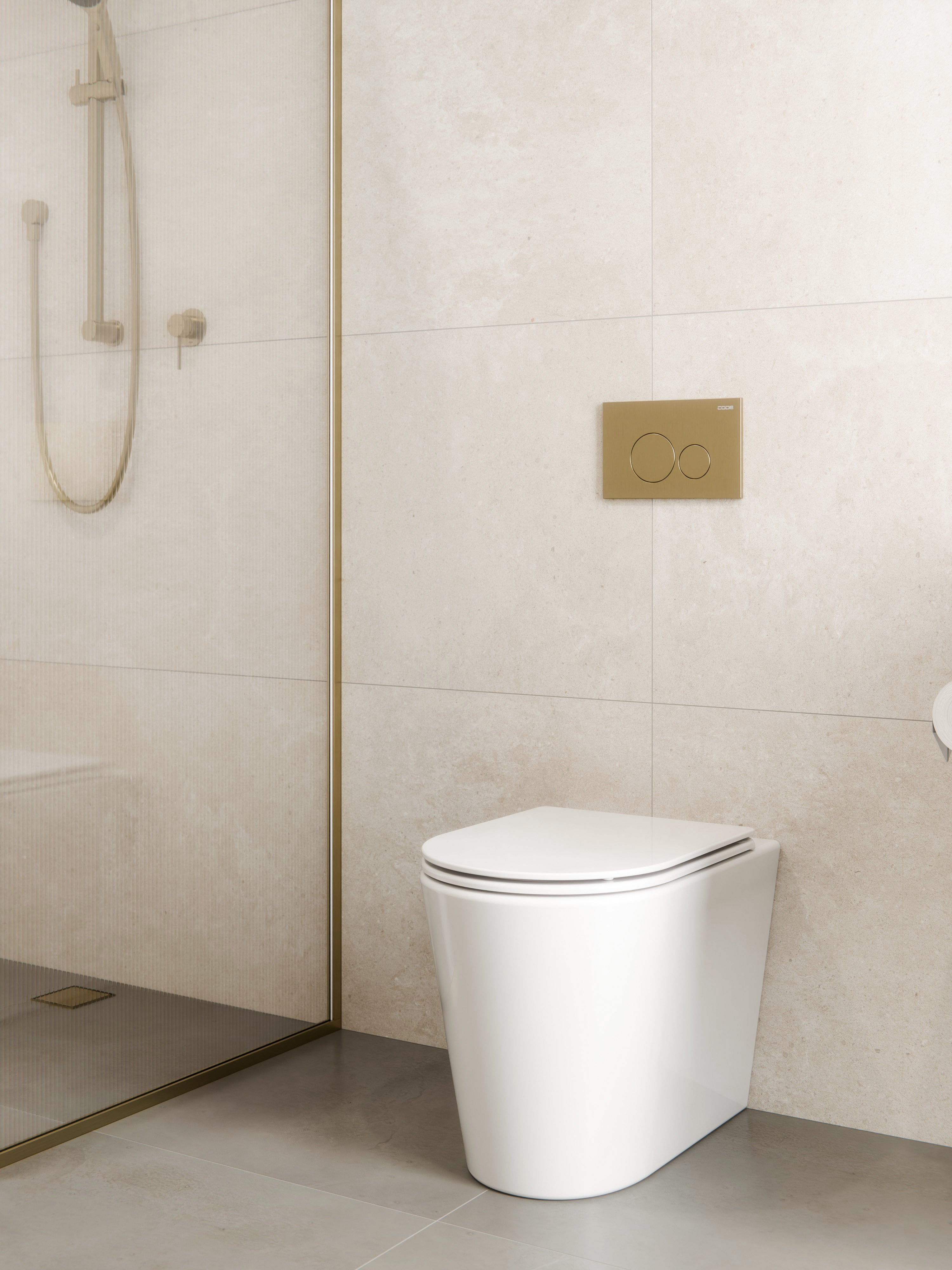 CODE PURE TYPHOON INWALL TOILET SUITE | BRUSHED BRASS BUTTON