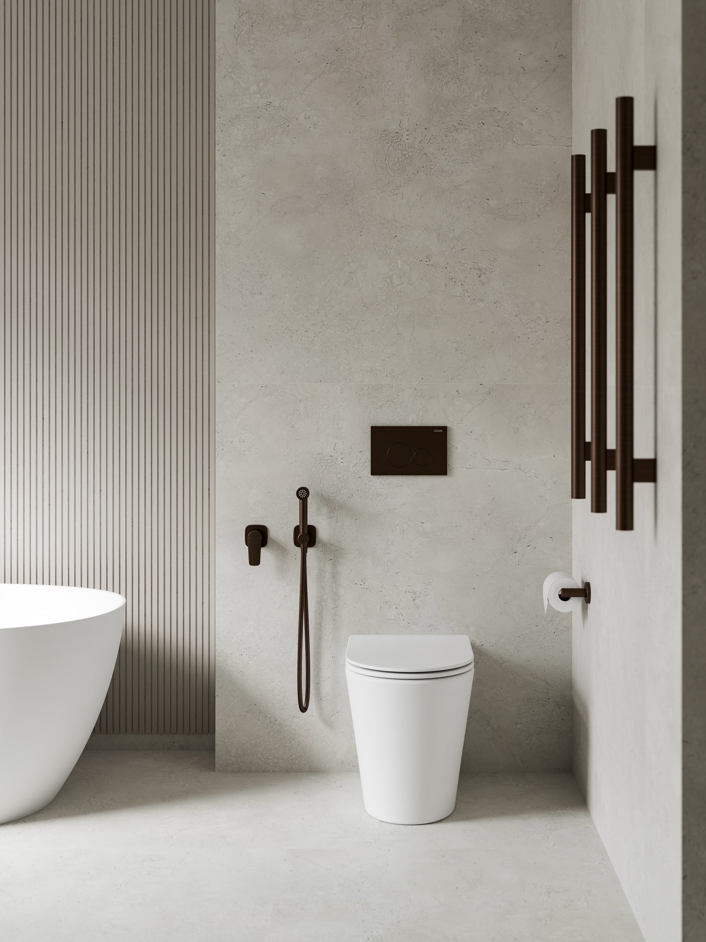 Code Pure Typhoon Inwall Toilet Suite | Brushed Bronze Button