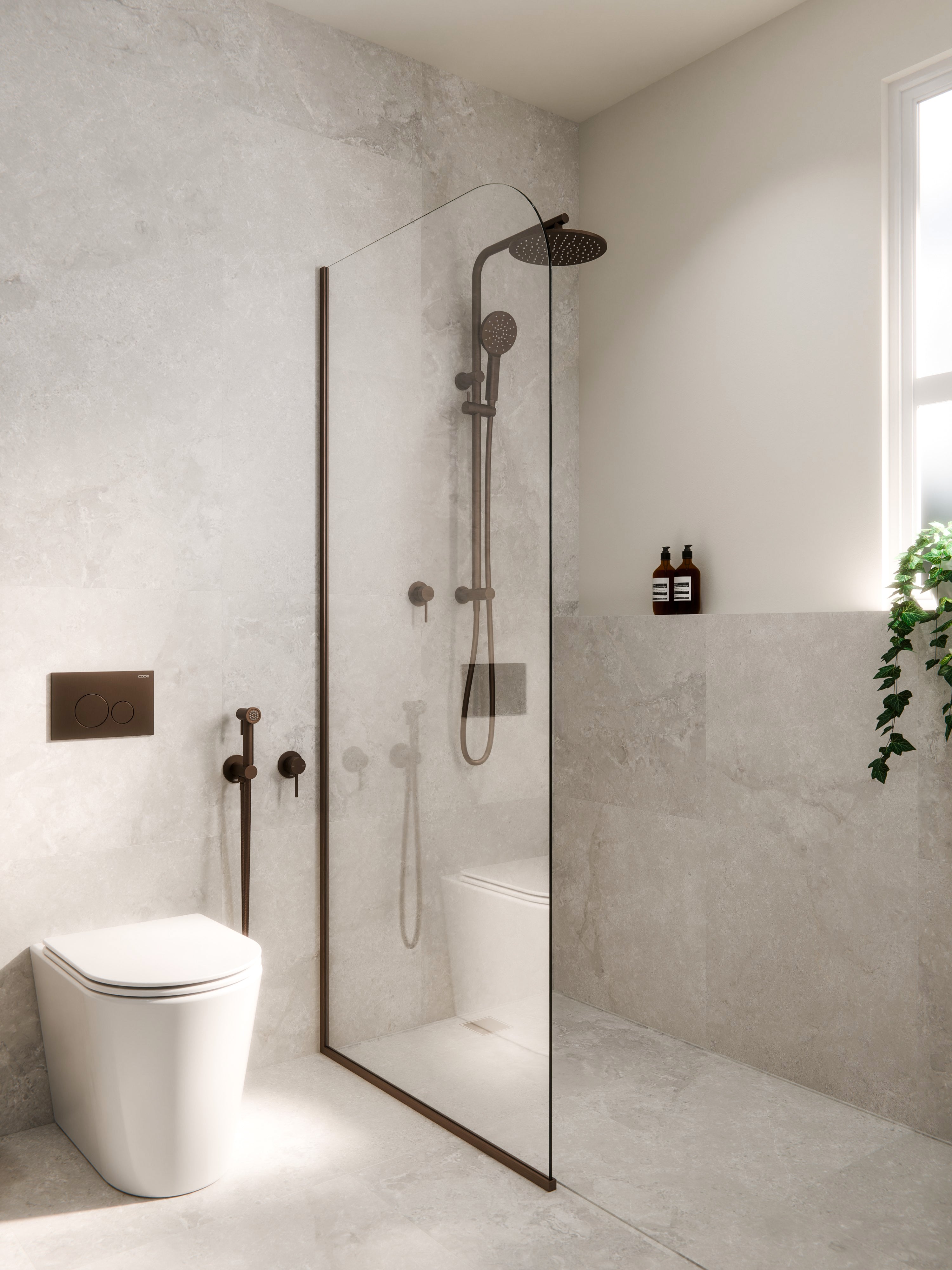 Code Pure Typhoon Inwall Toilet Suite | Brushed Bronze Button