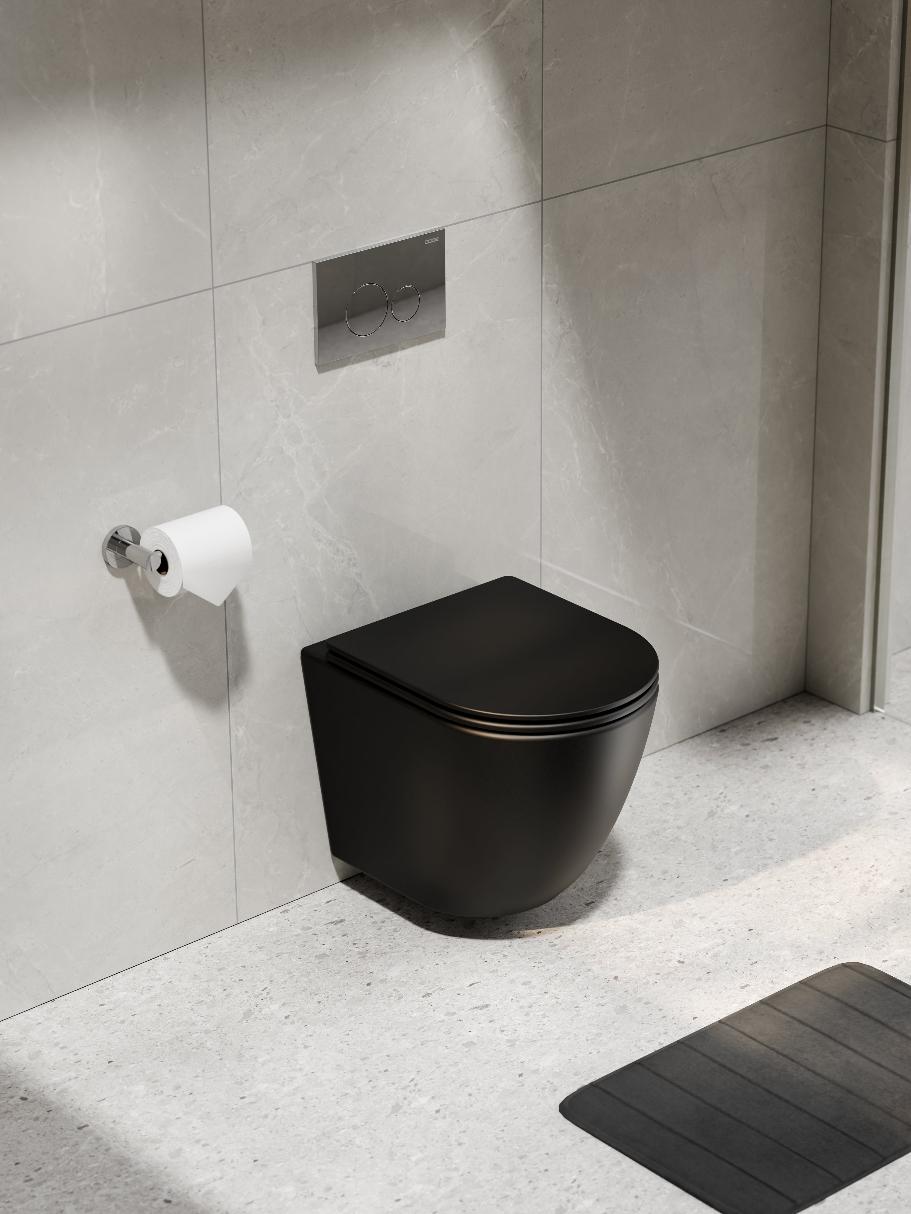 CODE-FLOW-WALL-HUNG-TYPHOON- MATTE-BLACK-TOILET-SUITE-CHROME-BUTTON-PANEL