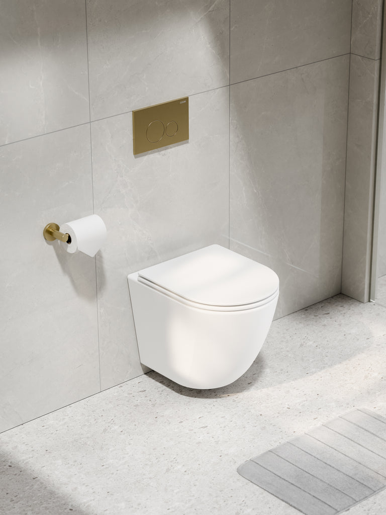 FLOW-WALL-HUNG-TYPHOON-TOILET-PACKAGE-MATTE-WHITE-BRUSHED-BRASS-WALL-PANEL
