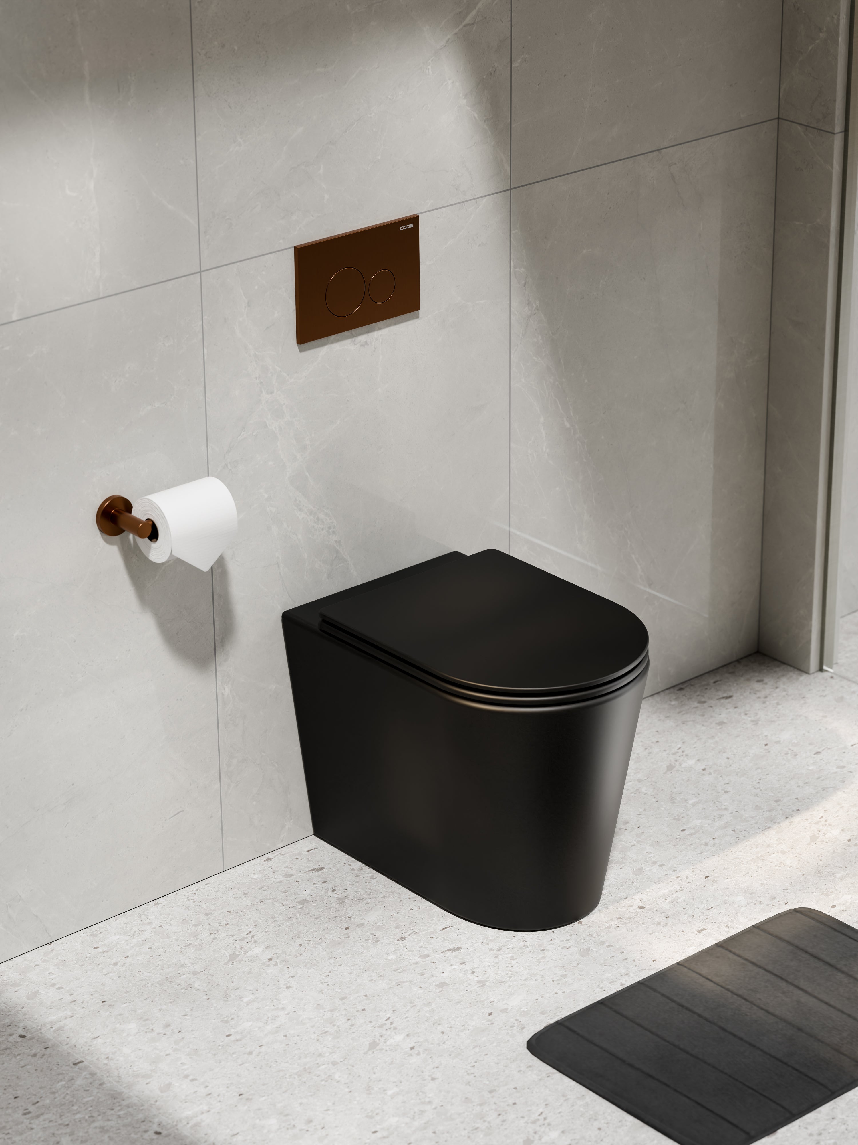 Code Pure Typhoon Inwall Toilet Suite | Brushed Copper Button