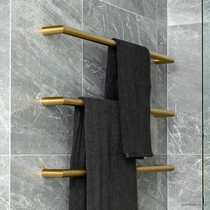 Plumbline Buddy 650 Heated Towel Rail Brushed Brass Organic