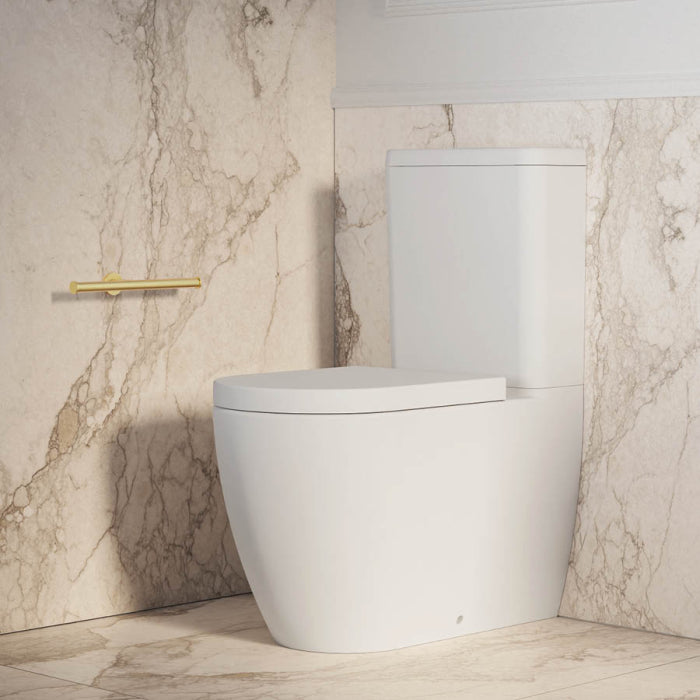 Plumbline Zen II Rimless Back to Wall Toilet Suite — Thick Seat, Matt White