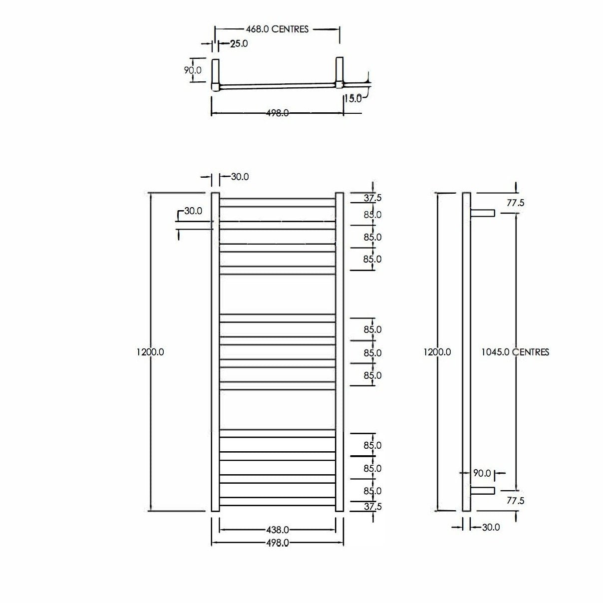 code-square-heated-towel-ladder-500-spec-sheet