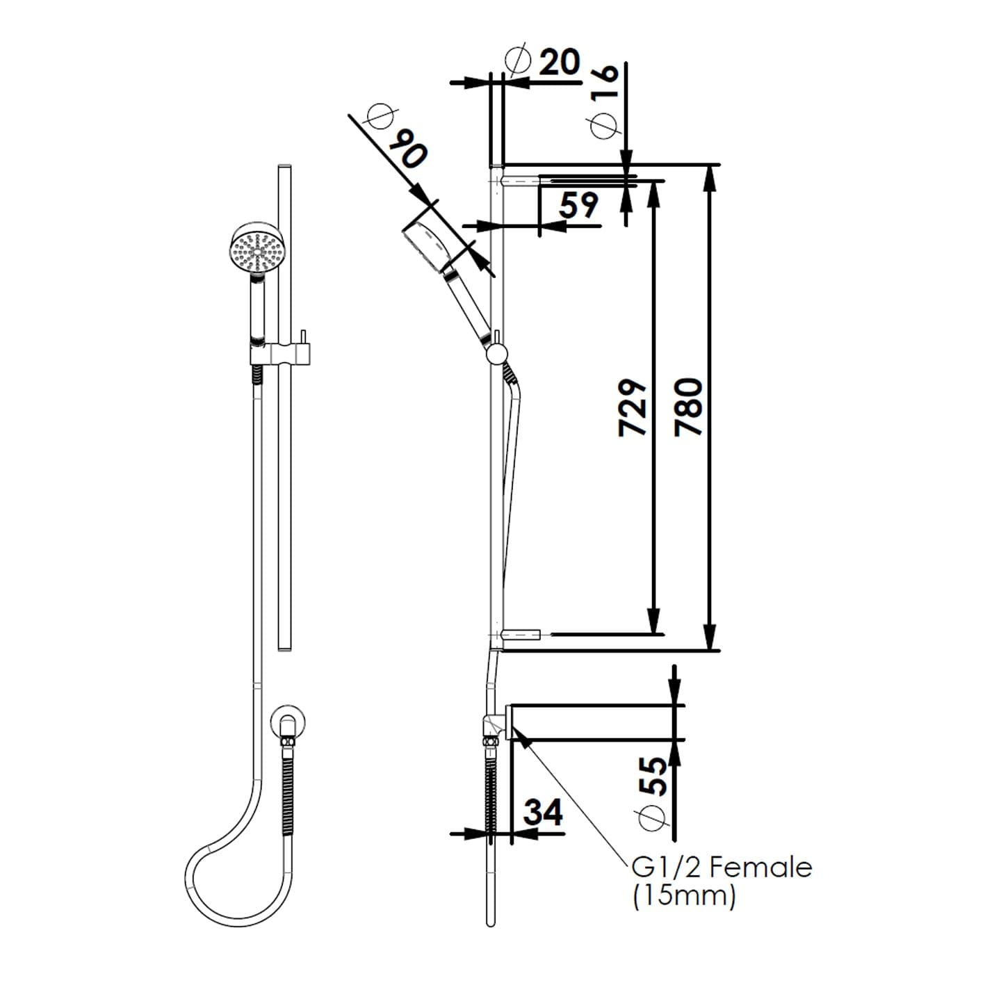 GREENS GISELE SLIDE SHOWER - 4 COLOURS