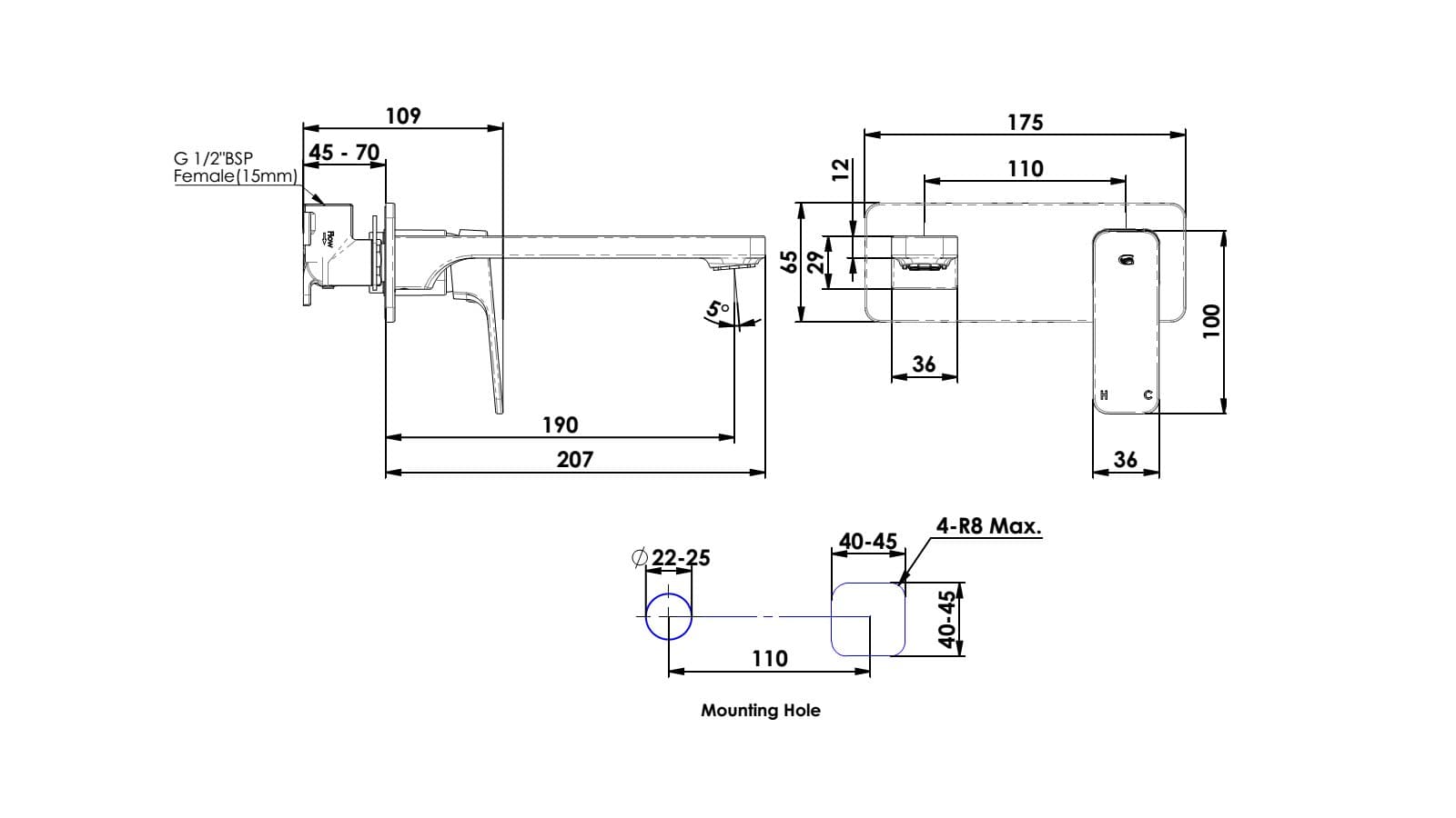 GREENS SWEPT WALL BASIN MIXER W/PLATE