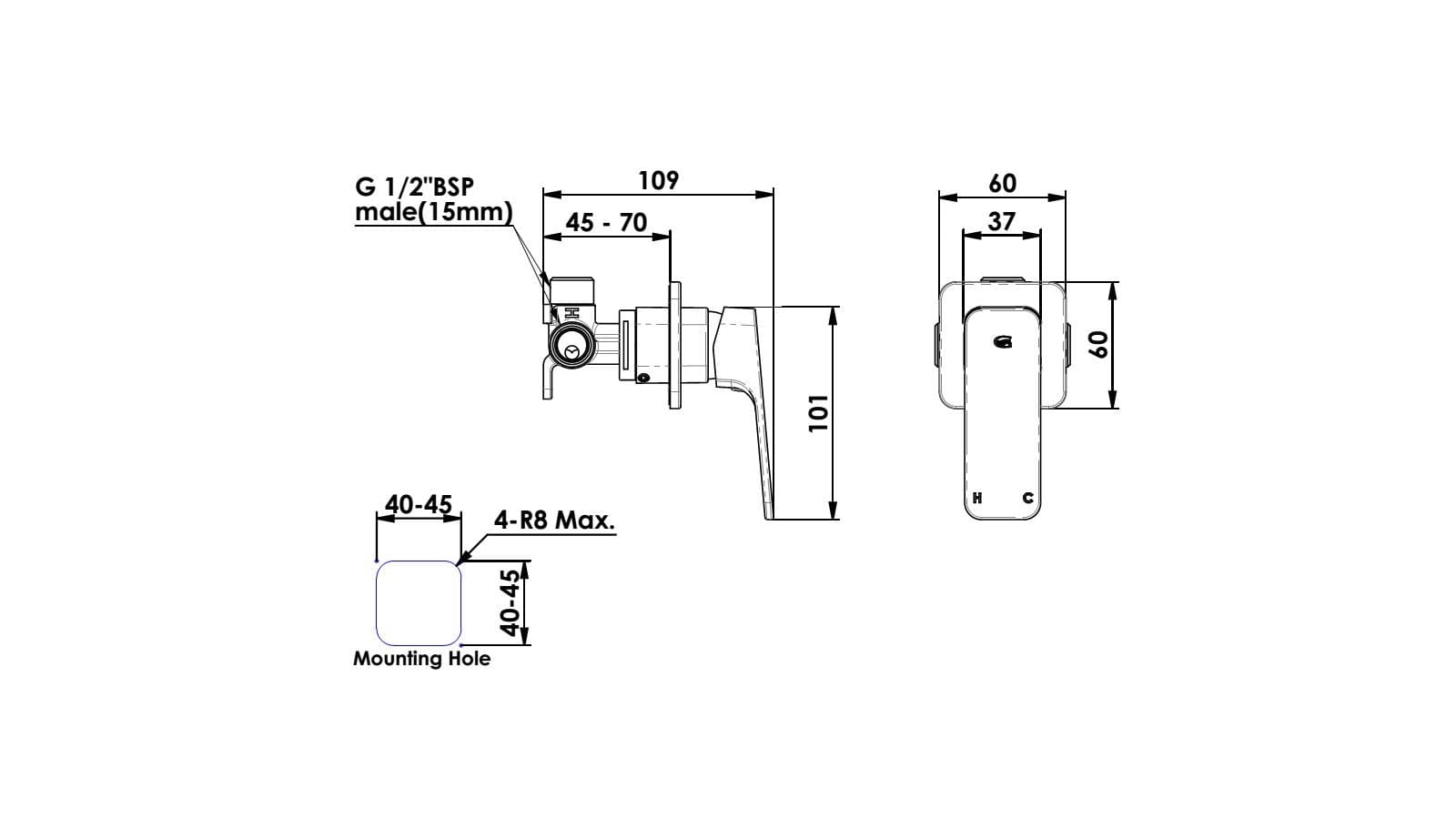 GREENS SWEPT SHOWER MIXER