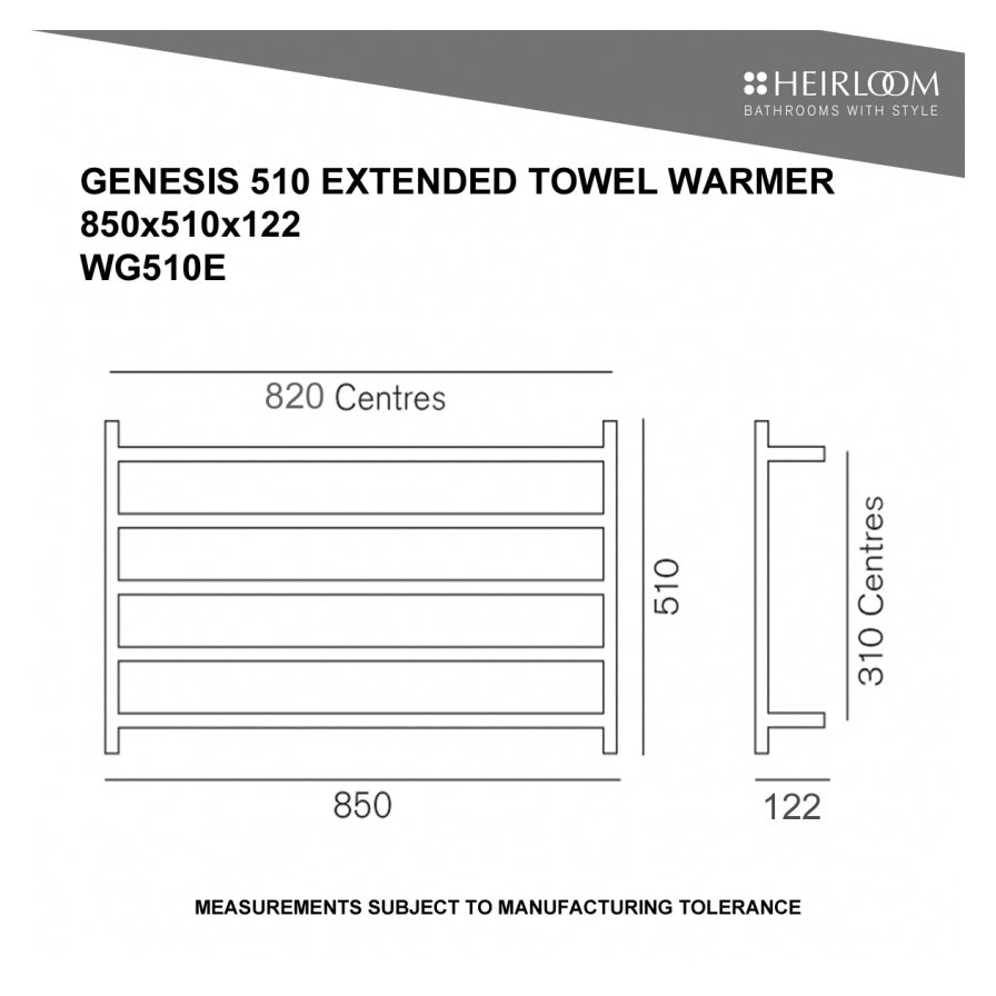 HEIRLOOM GENESIS 510 EXTENDED HEATED TOWEL LADDER