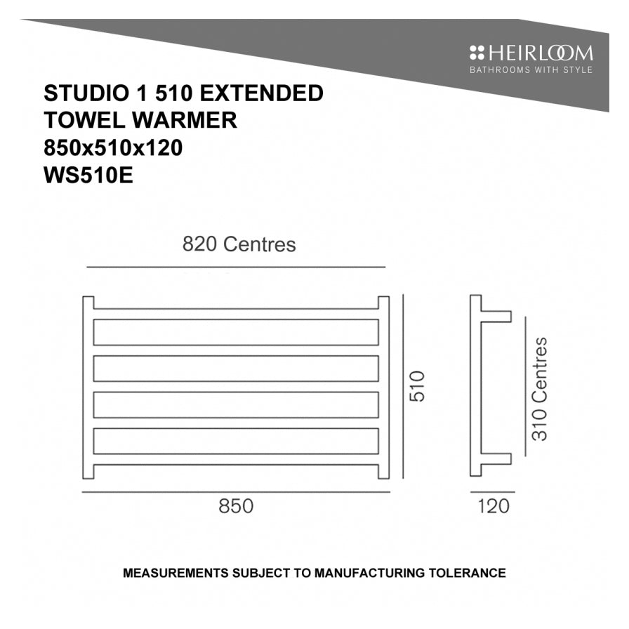 HEIRLOOM STUDIO 1 510 EXTENDED TOWEL LADDER CHROME