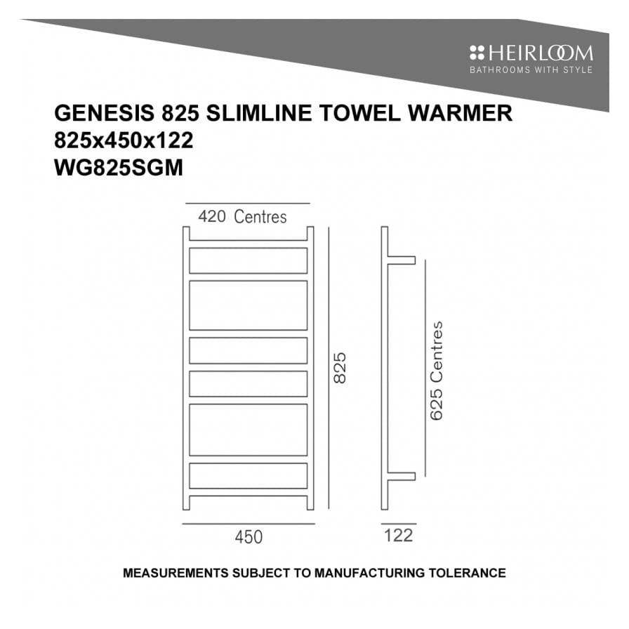 heirloom-genesis-825-slimline-towel-warmer-spec-sheet