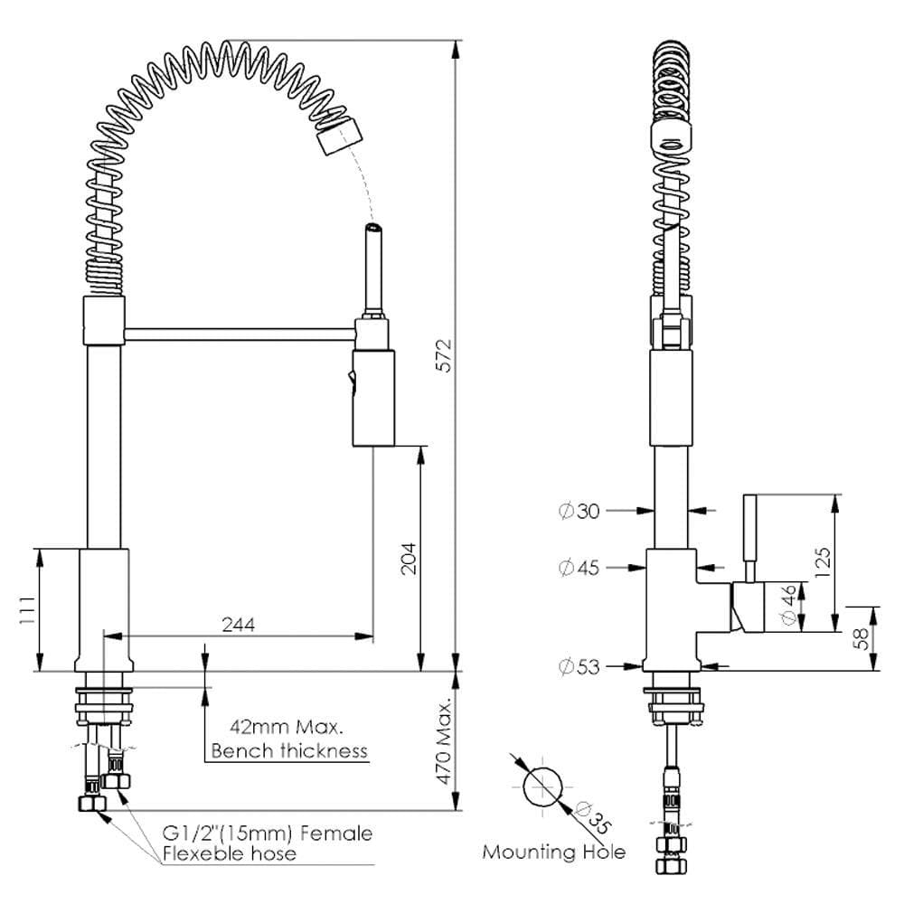 GREENS ALFRESCO SPRING SINK MIXER STAINLESS STEEL