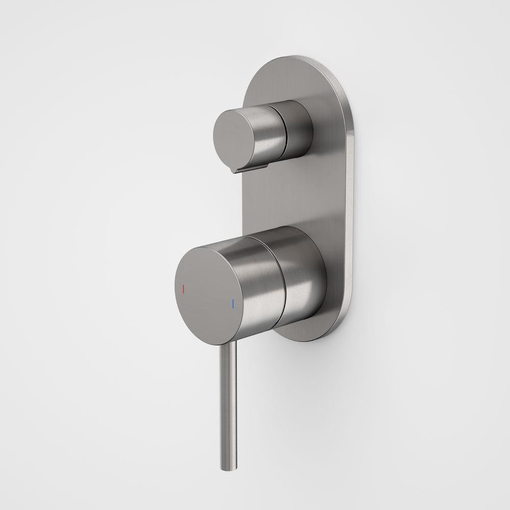 caroma-liano-bath-shower-mixer-with-diverter-round-cover-plate-gunmetal