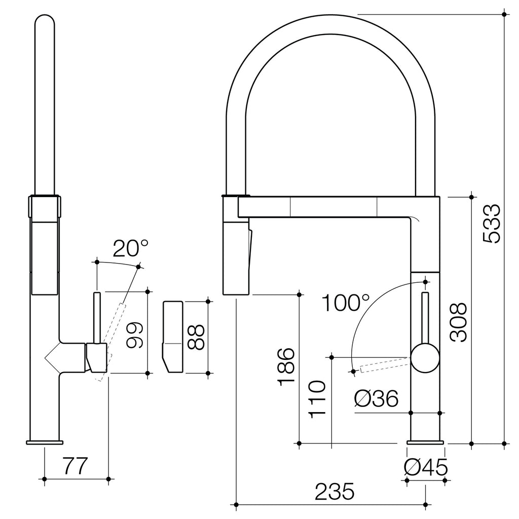 caroma-ilano-flag-pull-out-sink-mixer-spec-sheet