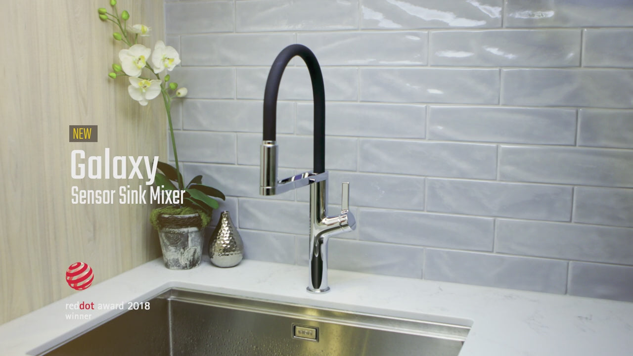 Load video: GREENS GALAXY SENSOR KITCHEN MIXER - 2 COLOURS