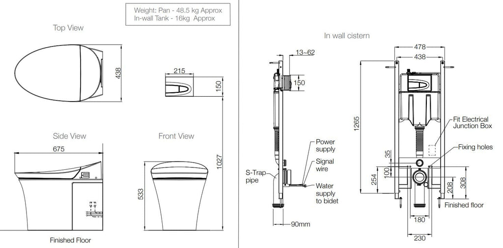 KOHLER VEIL WALL FACED SMART TOILET