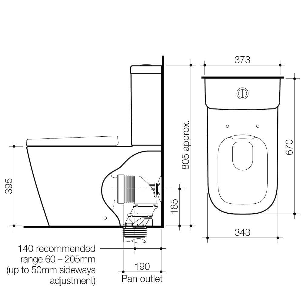 CAROMA LUNA SQUARE CLEANFLUSH BTW TOILET SUITE