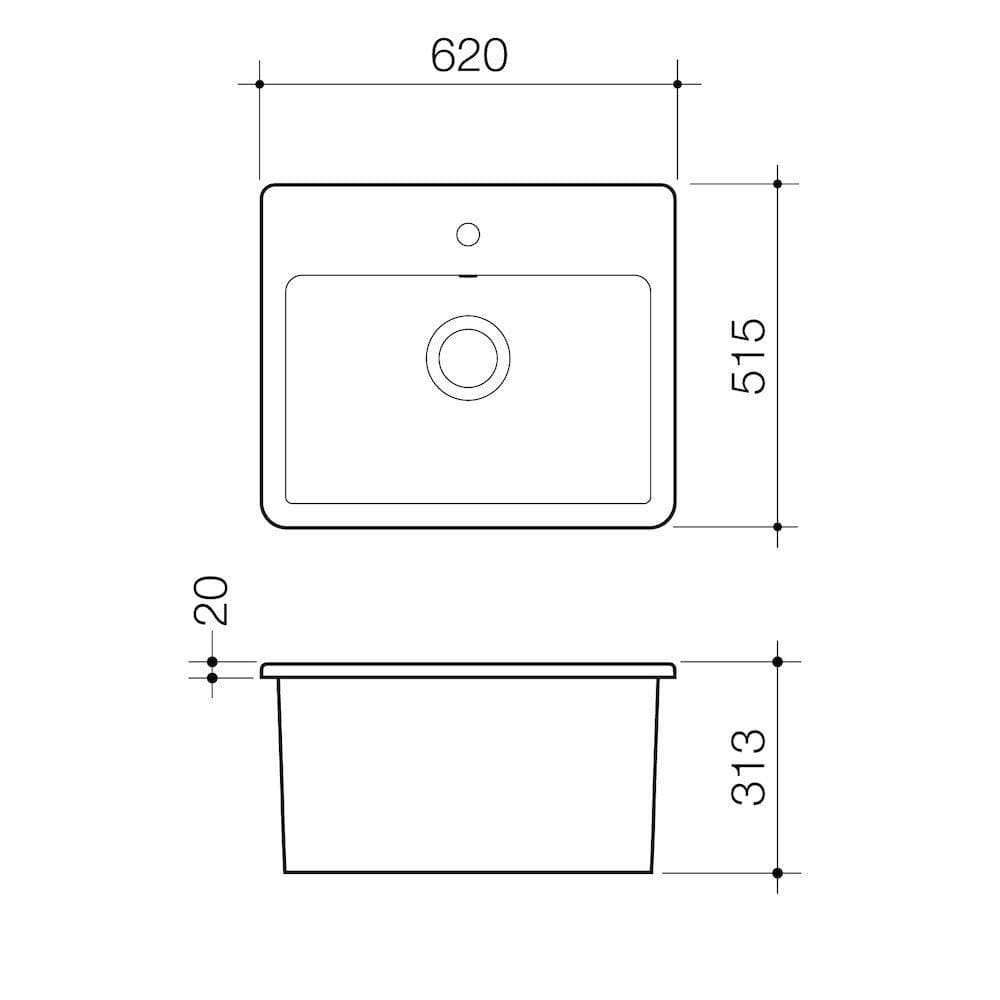 CAROMA CUBUS LAUNDRY VANITY BASIN 1 TAP HOLE