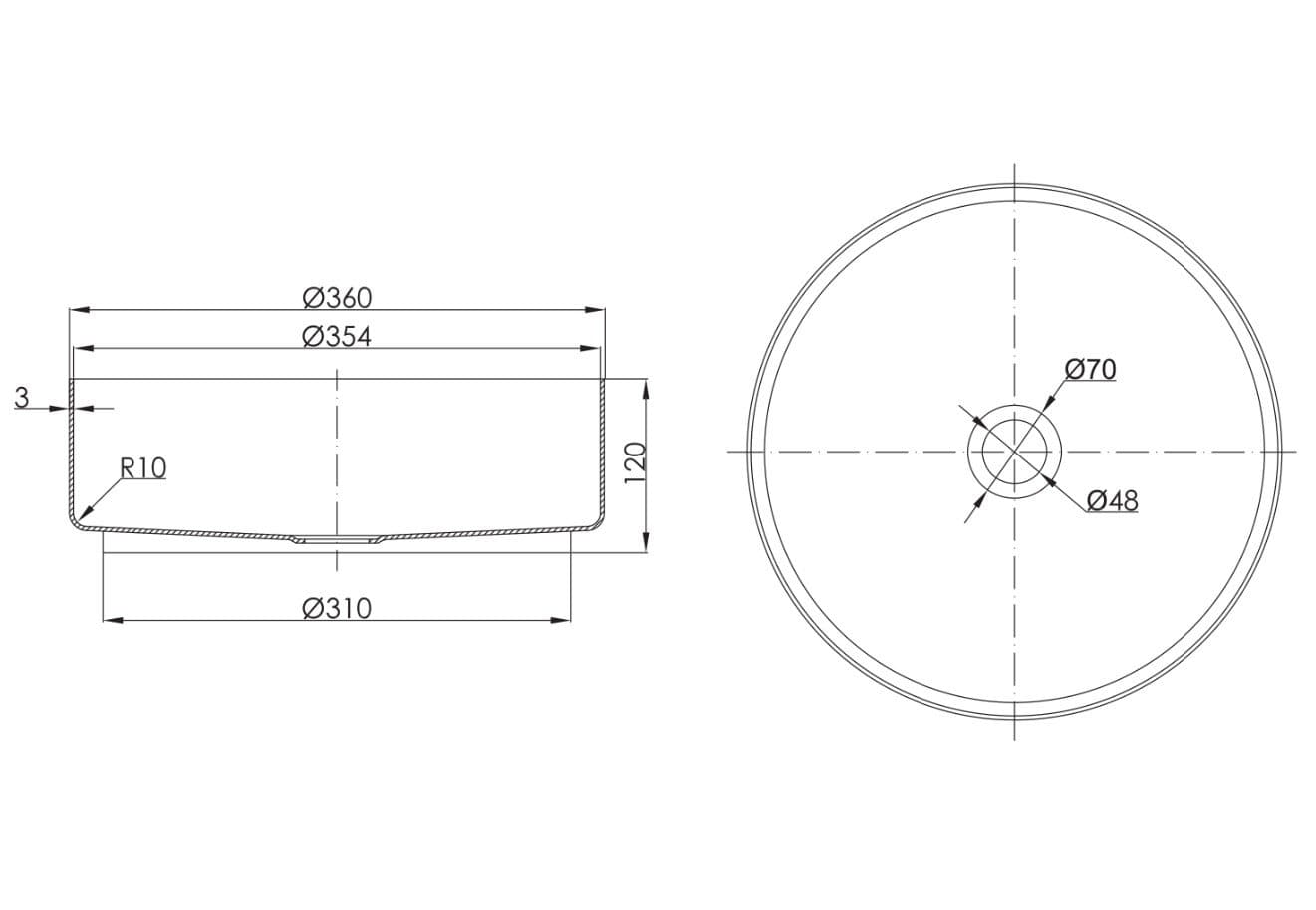 WATERWARE VEROTTI ROUND STAINLESS STEEL BASINS 360 X 120HMM - 4 COLOURS