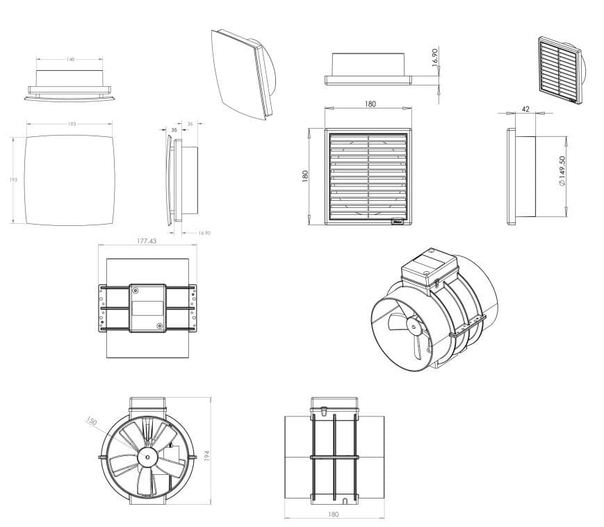 WEISS FV107 CEILING EXTRACTION STANDARD FAN KIT 400M3/HR