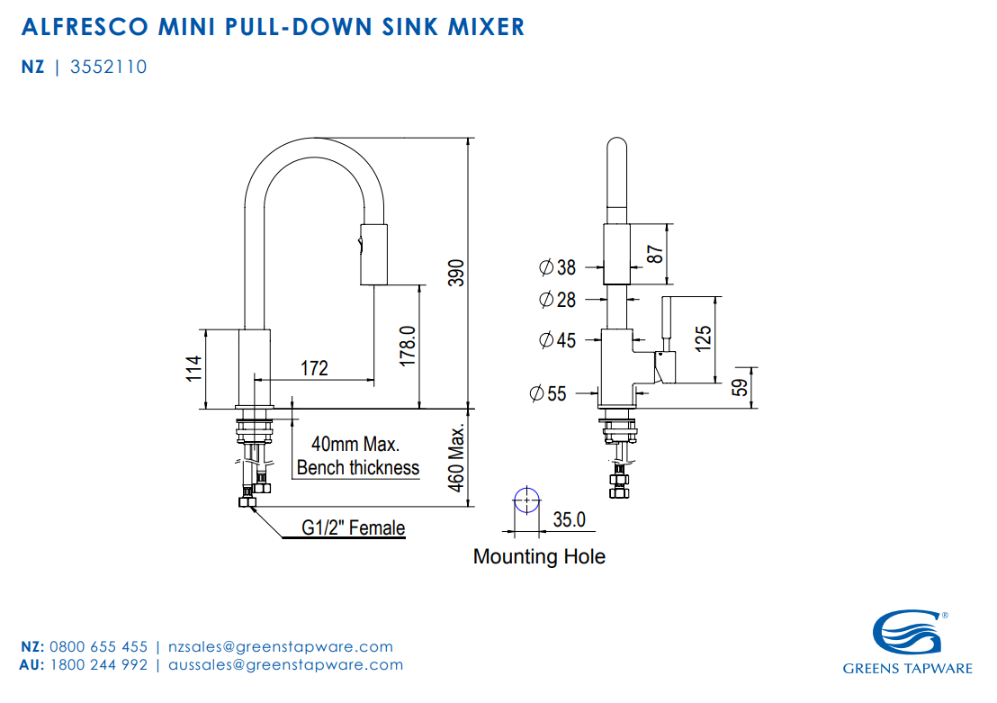 greens-alfresco-mini-pull-down-kitchen-mixer-spec-sheet