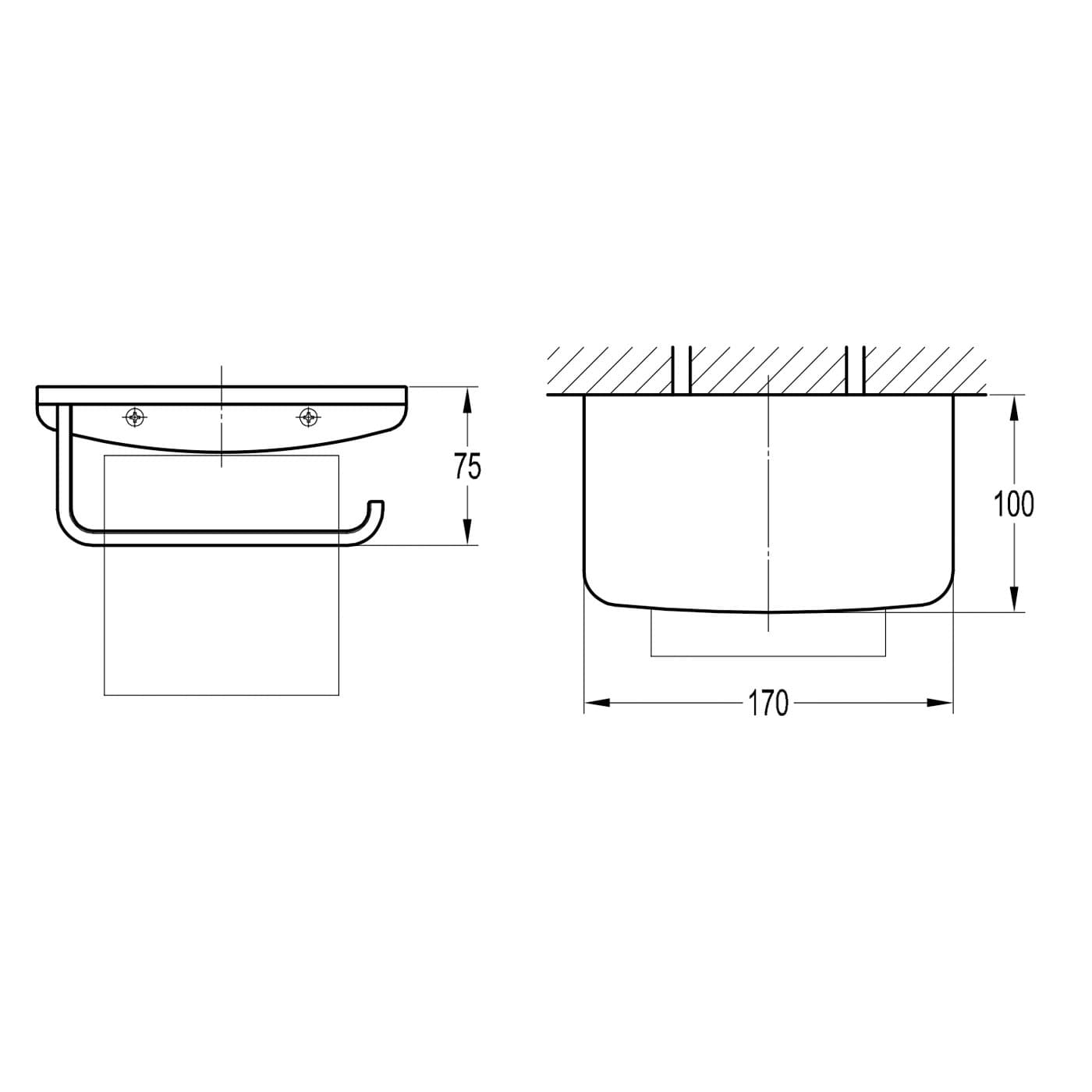 WATERWARE CUBIC TOILET ROLL HOLDER WITH SHELF