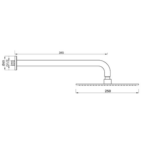 SCARAB RAIN SHOWER WITH WALL ARM BRUSHED GOLD SPEC