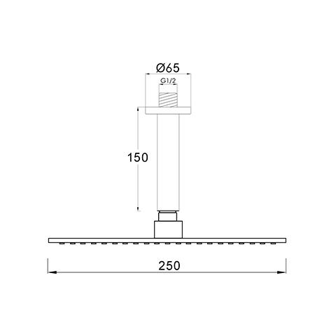 SCARAB RAIN SHOWER WITH CEILING ARM BRUSHED GOLD
