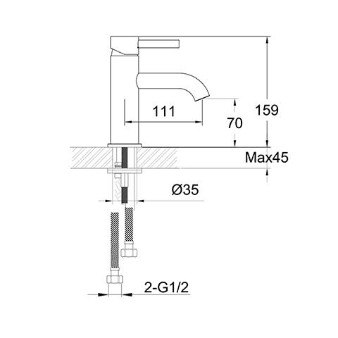 SCARAB STANDARD BASIN MIXER BRUSHED GOLD SPECIFICATION