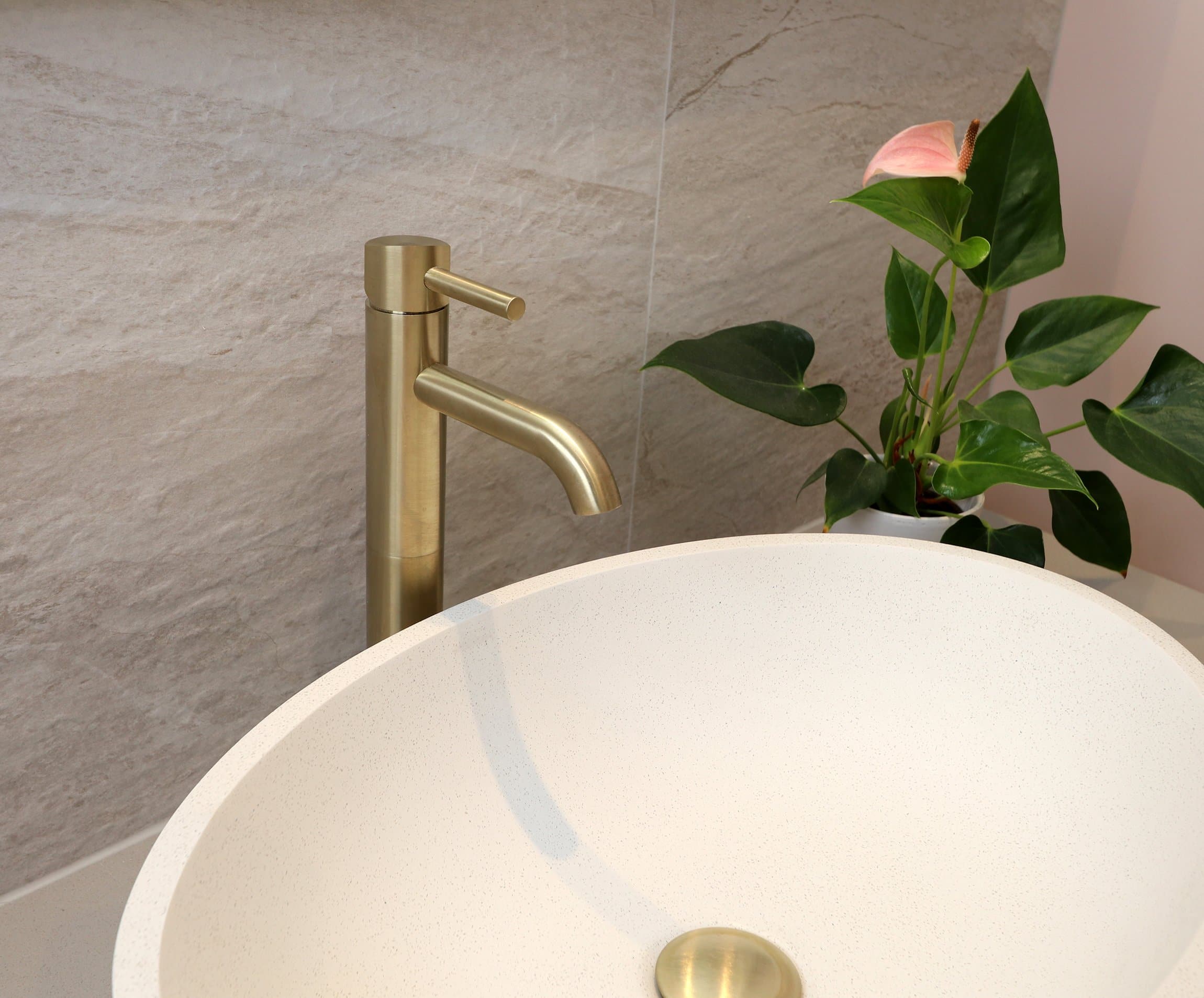 WATERWARE SCARAB TALL BASIN MIXER BRUSHED BRASS - 2 COLOURS