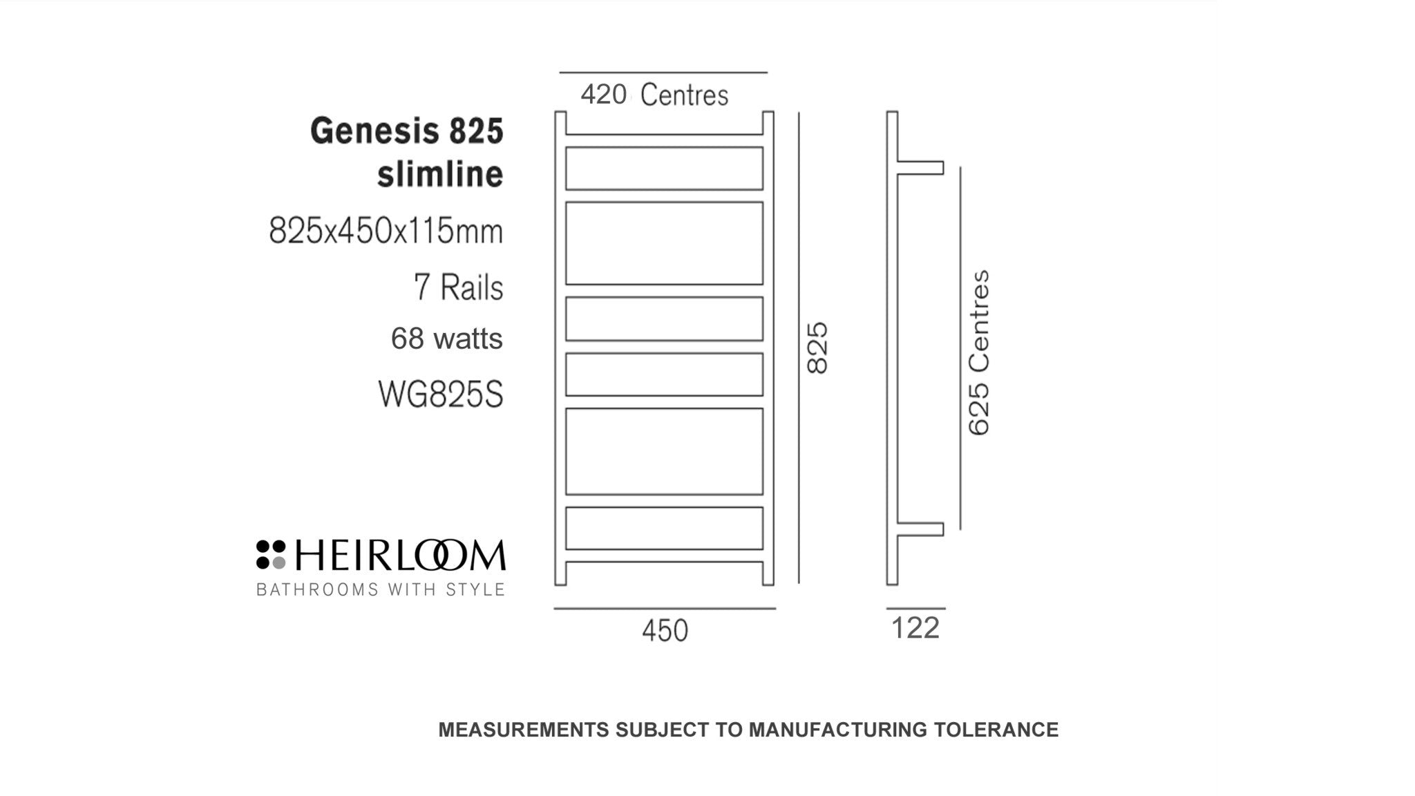 heirloom-genesis-825-slimline-heated-towel-ladder-spec-sheet