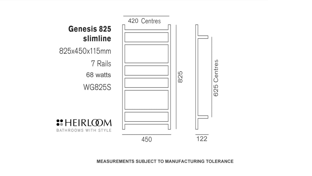 heirloom-genesis-825-slimline-heated-towel-ladder-spec-sheet