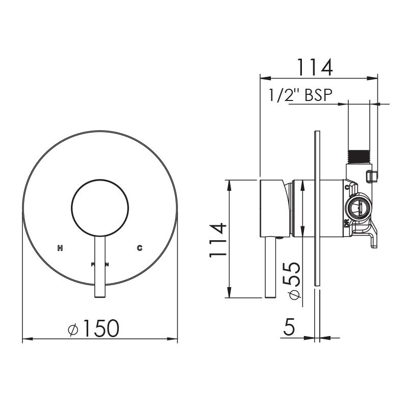 FELTON HALO FUSION PLUS SHOWER MIXER 150MM