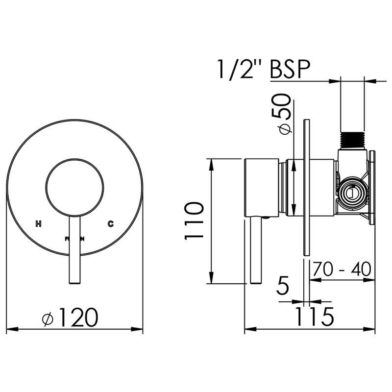 FELTON HALO SHOWER MIXER 120MM