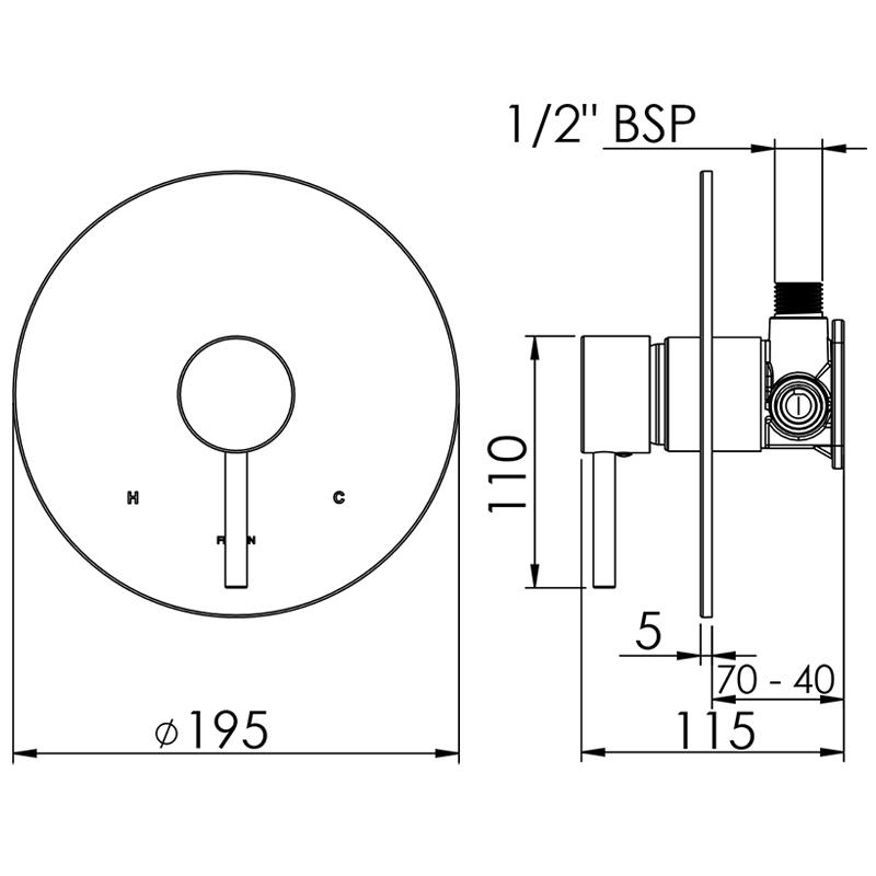 FELTON HALO SHOWER MIXER 195MM