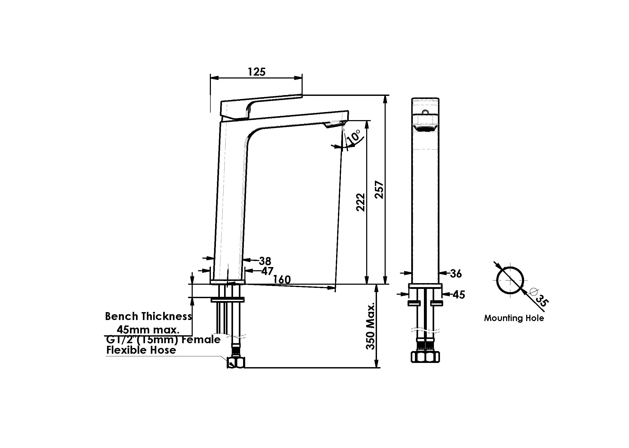 GREENS SWEPT TALL BASIN MIXER - 5 COLOURS
