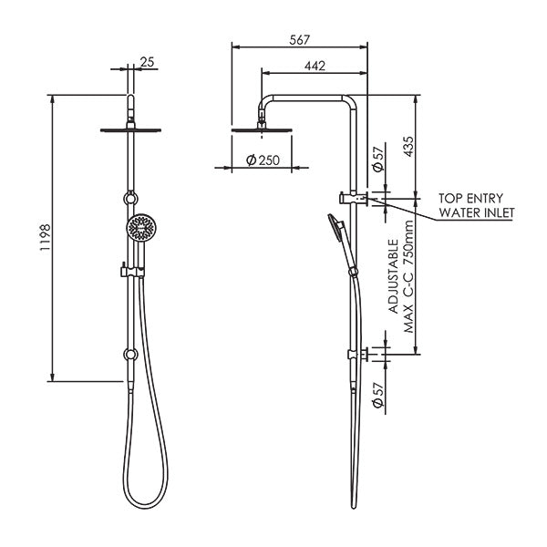 felton-linea-rain-shower-column-spec-sheet