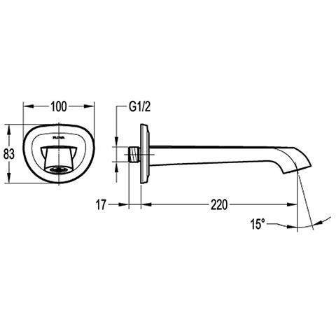 LIBERTY WALL MOUNT BATH SPOUT SPEC