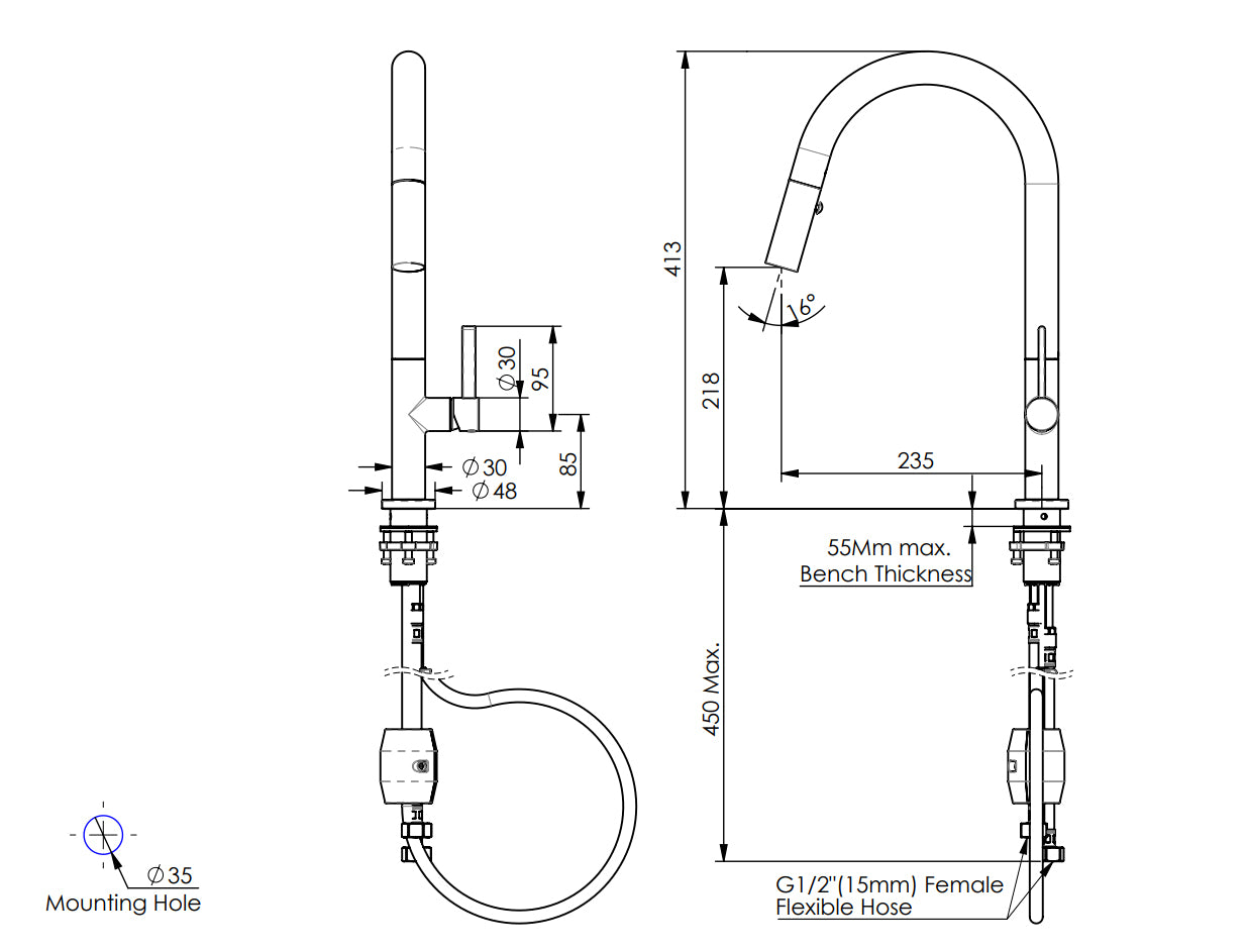 greens-luxe-pull-down-sink-mixer-spec-sheet