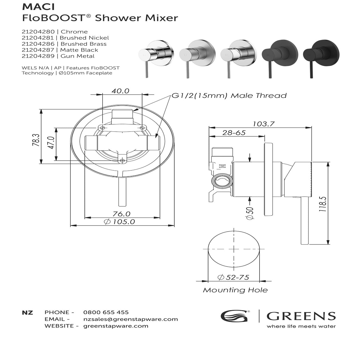 Floboost Greens Maci Floboost Shower Mixer – Elite Bathroomware