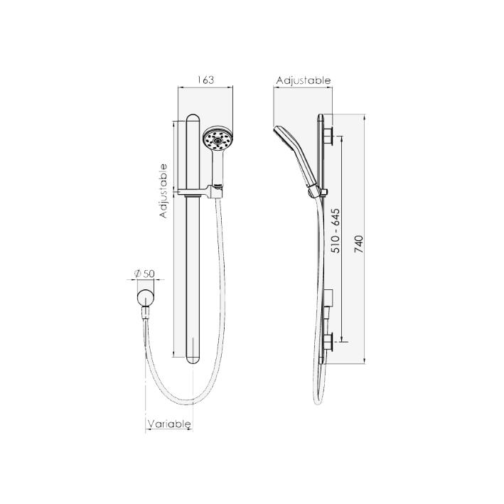 METHVEN MAKU MK2 SATINJET SLIDE RAIL SHOWER