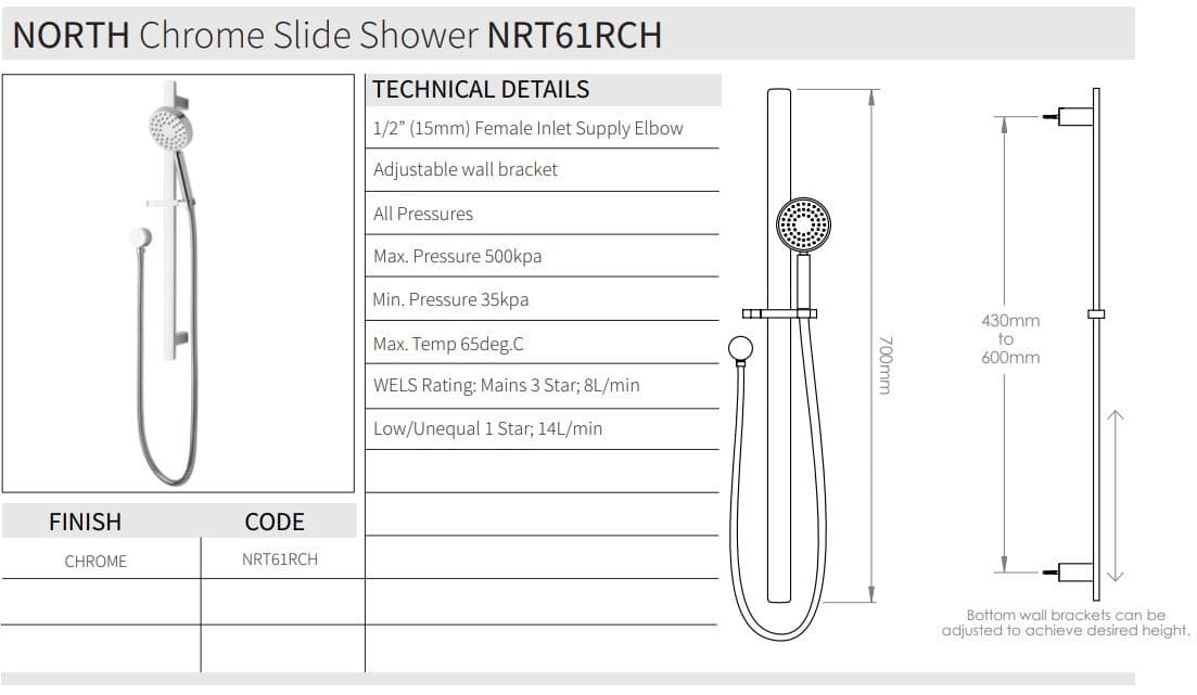 FORENO NORTH SLIDE SHOWER - 4 COLOURS