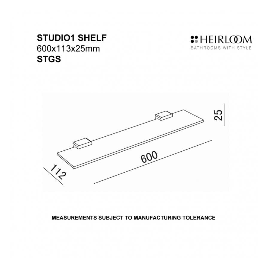 HEIRLOOM STUDIO 1 GLASS SHELF CHROME