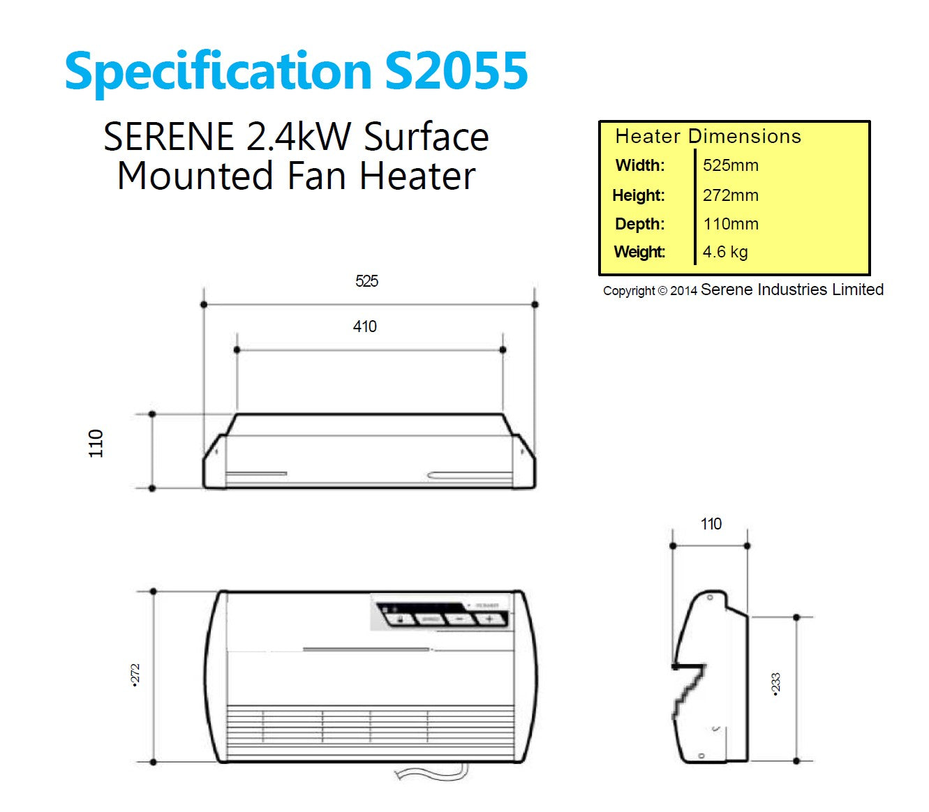 SERENE 2400W OPTIMA S2055 FAN HEATER – Elite Bathroomware
