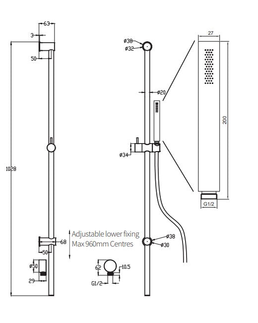 VODA STORM SLIDE SHOWER - 5 COLOURS