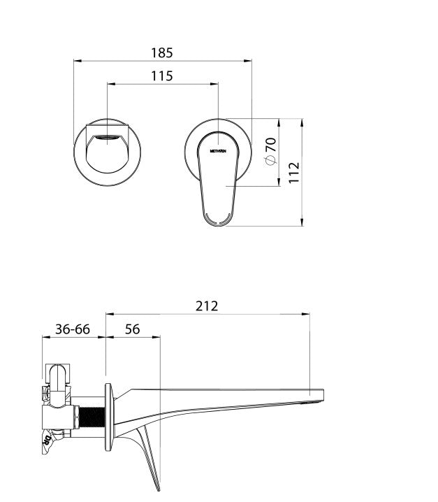 METHVEN MAKU WALL MOUNTED BASIN OR BATH MIXER