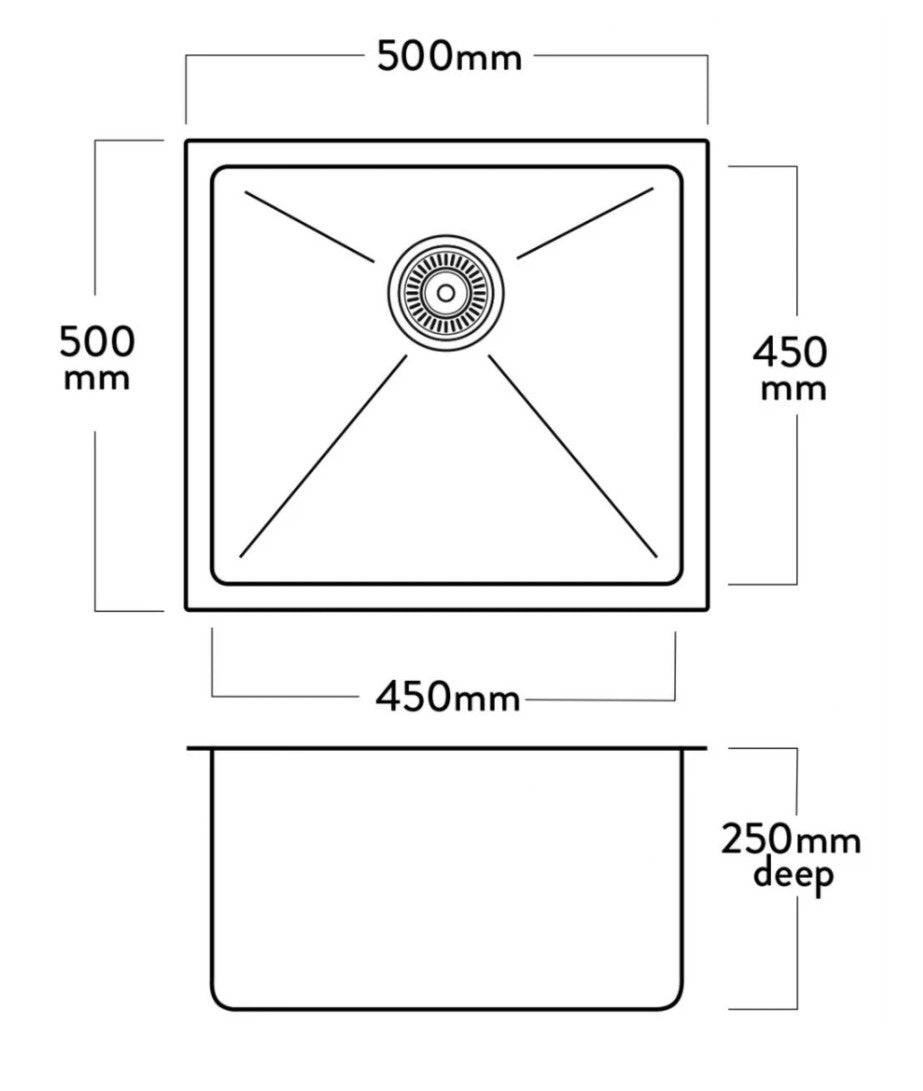 MERCER DV108 LOXLEY SINGLE SINK - 450X450MM