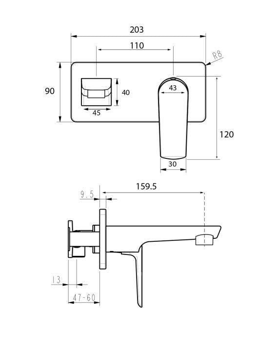 FORENO NORTH WALL BASIN MIXER - 3 COLOURS