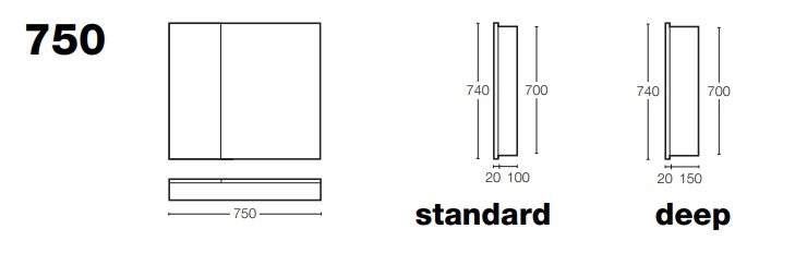 ST MICHEL DANTE MIRROR CABINET WHITE 750MM