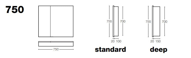 ST MICHEL DANTE PLUS MIRROR CABINET WHITE 750MM